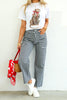 Just Black Denim High Rise Utility Black Gingham Wide Leg Jean