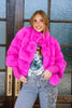 Samantha Fuchsia Faux Fur Long Sleeve Jacket