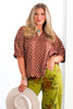 Shawn Toffee Polka Dot Short Sleeve Blouse