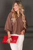 Lorie Scalloped Chocolate Long Sleeve Blouse