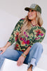 TRIBAL Green Floral Print 3/4 Sleeve Sweater Blouse