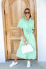 Farrah Green Gingham Short Sleeve Maxi Dress