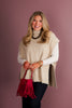 Rainy Day Blues Beige Knit Sleeveless Poncho