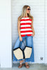 Alyssa Red Striped Sleeveless Top