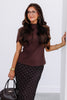 Moving On Brown Mock Neck Short Sleeve Top