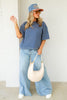 Stephanie Blue Striped Short Sleeve Top