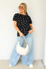 TWT® Save My Heart Black Polka Dot Cap Sleeve Shirt