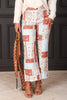 Nina Brown Patchwork Wide Leg Pant