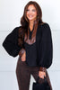 Ava Black Long Sleeve Top