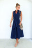 On The Plains Navy Sleeveless Midi Dress