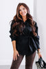 Taken With You Black Waist Tie Long Sleeve Top