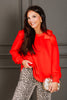 Karl Red Bow Long Sleeve Top