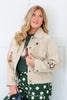 Mineral Washed Toffee Cream Horse Button Down Jacket