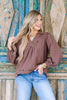Around Town Chocolate Long Sleeve Blouse