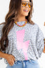 Finding Myself Pink Lightning Dark Grey Short Sleeve Top
