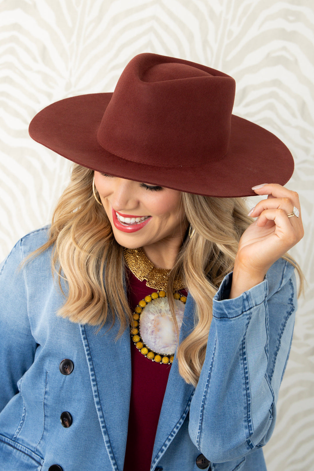 GIGI PIP Dakota Triangle Crown Hat in Rust Gigi Pip Dakota Triangle Crown Hat – Wildflower / Texaholic® main image 2