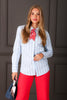 Tribal Blue Fog Long Sleeve Blouse