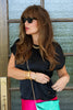 Nellie Black Front Lace Up Tie Short Sleeve Top