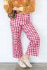 Katrina Gingham Burgundy Wide Leg Denim Pant