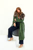 Sissy Althea Fox Fur Collared Leopard Long Sleeve Duster