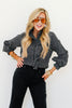 Libby Black Pinstripe Long Sleeve Blouse