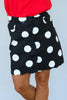 Luna Button Front Black Polka Dot Mini Skirt