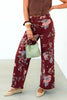 On A Mission Burgundy Floral Wide Leg Pant