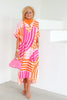 Cheyanne Orange Short Sleeve Midi Dress