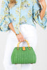 Frances Valentine Rooster Green Wicker Bamboo Handle Bag