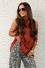 Front Row Cognac Cowl Neck Sleeveless Top