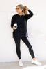 Follow Along Black Long Sleeve Lounge Set