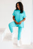 New Horizons Short Sleeve Turquoise Lounge Set