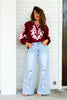 Thalia Burgundy Long Sleeve Top