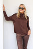 Lucie Mocha Mock Neck Long Sleeve Blouse