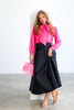 Emily McCarthy Sable Black Silk Midi Skirt