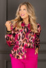 Here We Are Mulberry Abstract Print Long Sleeve Blouse
