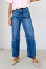 Extra Touch High Rise Dark Cropped Barrel Jean