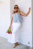 Iris Denim Floral Sleeveless Vest