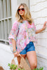 TWT® Pink Printed Short Sleeve Blouse