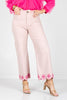 My Way Back Baby Pink Scalloped Wide Leg Pant