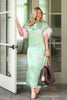 House Of MBR Darling Green Treillage Short Sleeve Maxi Dress