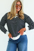 Meet You There Black Striped Long Sleeve Pullover