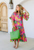 Lu Lu Hot Pink Short Sleeve Midi Dress