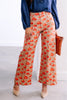 Pumpkin Print Latte Stretch Denim Flare Jean