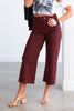 Birdie Leopard Burgundy Wide Leg Cropped Pant