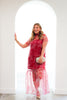 Ellery Burgundy Organza Short Sleeve Maxi Dress