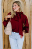 Melanie Wine Satin Long Sleeve Blouse