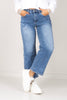 Tribal Sophia Blue Heart Super Straight Ankle Jean