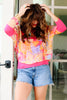 Here For More Paisley Hot Pink V-Neck Silk Blouse