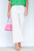 Mollie Off White Cropped Wide Leg Pant